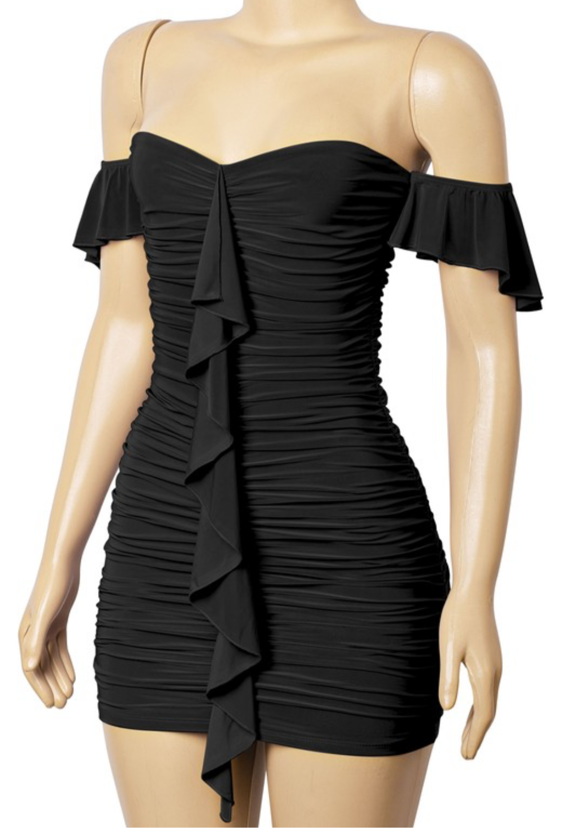 Black Ruffled Mini Dress